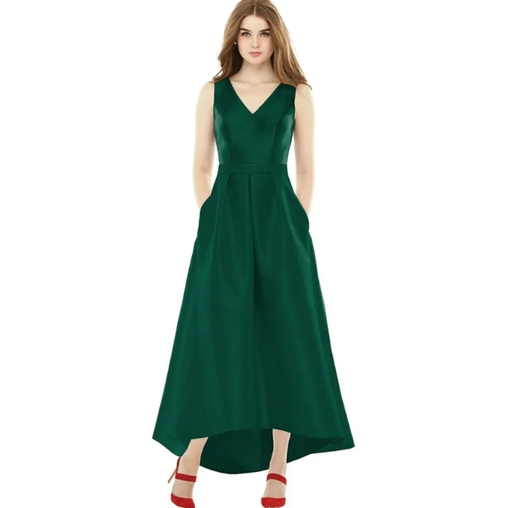 Alfred Sung Sleeveless High Low Dress with Pockets - Hunter Green - 6 - NWT - Picture 1 of 2